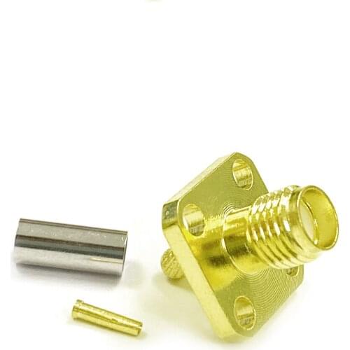 1pc RP-SMA Female Jack RF Coax Convertor Connector Crimp RG316,RG174,LMR100 4-hole Panel mount Goldplated NEW wholesale