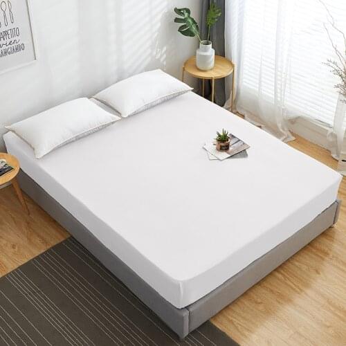 100% Cotton Fitted Sheet Mattress Cover Solid Color With Elastic Band Bedding Bed Sheets Double Queen Size Bedsheet 160x200cm