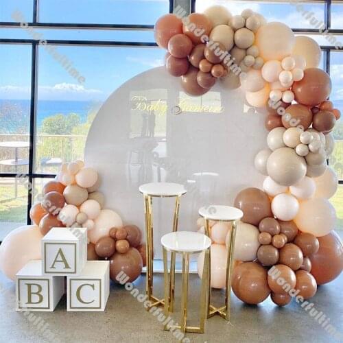 137pcs Mocha Brown Balloon Garland Birthday Decoration Wedding Supplies Baby Shower Engagement Decor Doubled Blush Balloon Arch