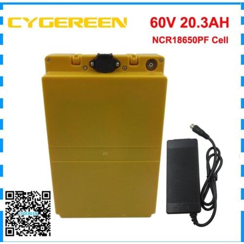 1500W 60volt Lithium battery pack 60V 20AH with plastic case Electric bike bateria 60V20AH use Panasonic 18650 Cell 2A Charger