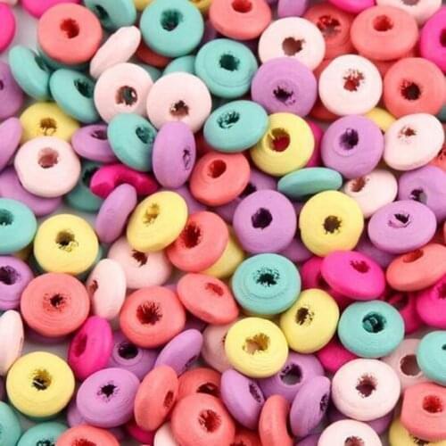DIY 200pcs Wooden Spacer Beads Kids Toy crafts Makeing Necklace Wood Beads 10mm