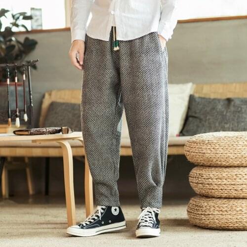 2021 Mens Solid Color Straight Harem Pants Harajuku Man Loose Ankle-Length Trousers Streetwear Male Casual Pants Large Size 5XL