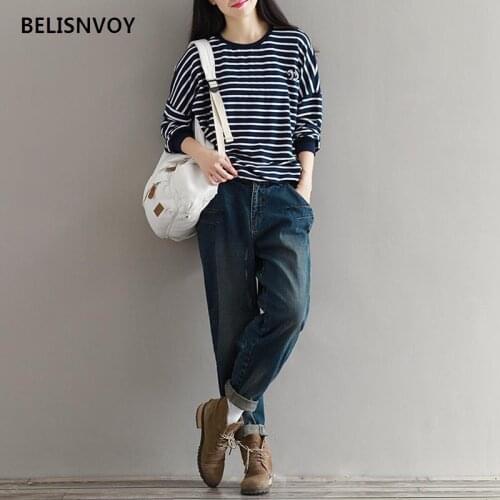 2021 Autumn Winter 3XL Plus Size Jeans Women Harem Pants Casual Trousers Denim Pants Fashion Loose Vintage Harem Boyfriend Jeans