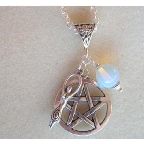 5PCS Fashion Vintage Alloy Pentagram Earth Goddess Moon Cluster Pendant Necklaces- Witch Pagan Goth Jewelry Gifts
