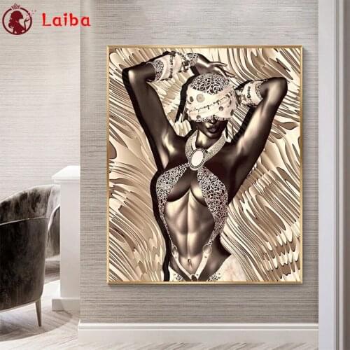 5d diamond painting Modern art, golden beautiful woman diy full square drill diamond embroidery round diamond mosaic view