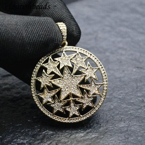 Anti-rust Real Gold Electroplating 30mm Fashion Star Shape Metal Necklace Pendant DIY Jewelry Making Supply