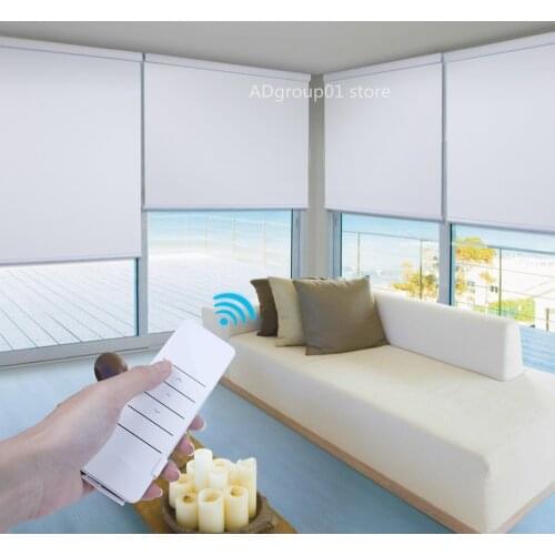 Smart Home Automatic Roller Shades Motorized Auto Window Blinds Blackout Wireless Remote Control Cordless Free-Stop