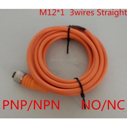 Free shipping, M12* 1 3 wires NPN/PNP, NO/NC straight plug sensor connector female