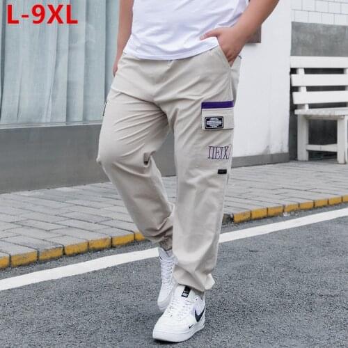 Cargo Pants Sport Men Joggers Hip Hop Mens Fashion Harem Pant Man Boys Plus Size 6XL 8XL 9XL Cotton Stretched Summer Trousers