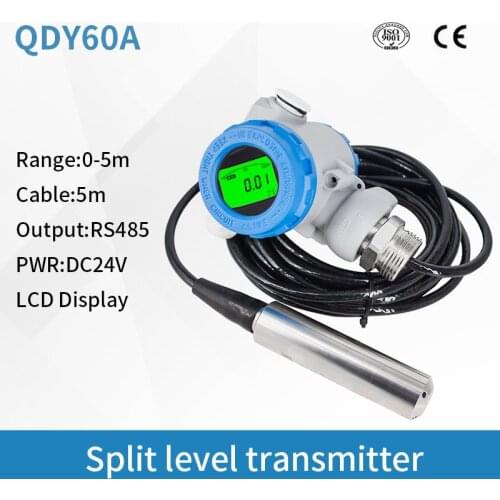 Hydrostatic Stainless Steel Digital Water Submersible Liquid Level Sensor QDY60A LED/LCD Display Tank Level Sensor RS485 output