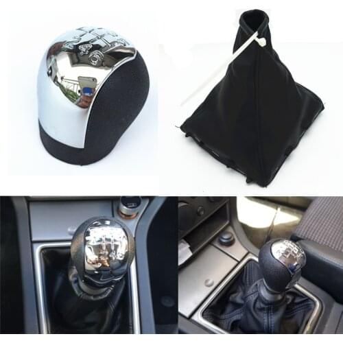 Chrome Styling Gear Shift Knob Shifter HandBall With Gaiter Boot Cover For Opel Vauxhall Vectra C Vectra B Corsa Astra 2002-2005