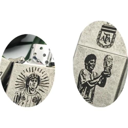 Famous Argentine Soccer king Five face carved Kerosene gasoline petroleum oil cigarette lighter male Commemorative Collect gift