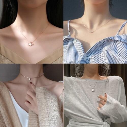 925 Sterling Silver Pin European and American exquisite womens necklace, add charm, add temperament, Christmas gift jewelry