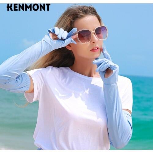 Kenmont outdoor sunscreen gloves summer lengthened womens driving electric car gloves with ice sleeves thin section