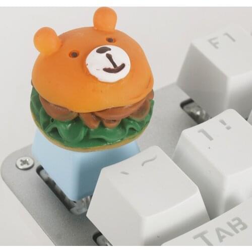 1pc Key Caps Handmade Customized PBT keycap For Bear Burger Puffs For Mechanical Keyboard Gaming Replacement Kit Accessory