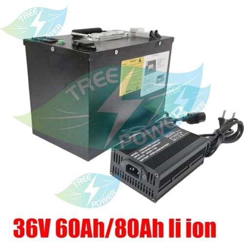 Lithium ion battery pack 36V 60Ah 80Ah rechargeable for 3500W electric tricycle motor scooter lighting EV RVshing+10A Charger