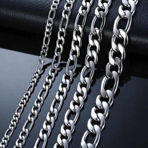 Modyle 2021 Fashion Classic Figaro Chain Necklace Men Stainless Steel Long Necklace For Men Women Chain Jewelry