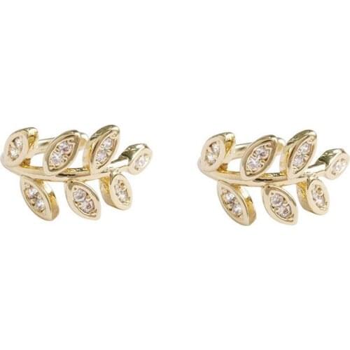 Womens Fashion Gold Leaf Clip Earrings Simple Retro Crystal Ear Sleeves Girls Jewelry Gifts Wholesale Earrings For Women