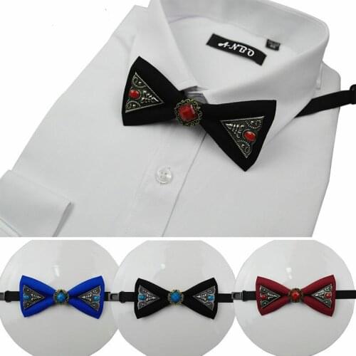 Fashion Necktie Groom Korean Gemstone Handmade Bow Ties Luxury Wedding Birthday Party Toastmaster Gifts Butterfly Bow Tie