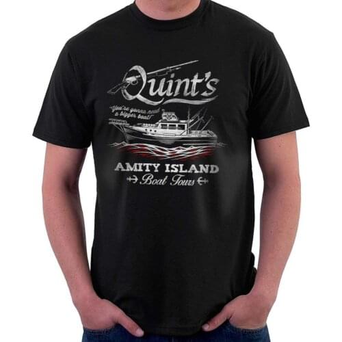 2019 Fashion Best Selling Male Natural Cotton Shirt Quints Amity Island Boat Tours Jaws Men T-Shirt Rolling Stones T-Shirt
