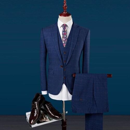 2020 Men Suits Blazer Slim Casual Business Formal Dress Waistcoat Groom Man Suit Weeding Office Set