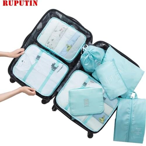 8-piece Set Travel Organizer Storage Bags Suitcase Packing Clothes Shoes Storage Cases Portable Cosmetic Bag Luggage Tidy Pouch