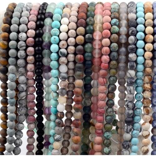 Natural Stone Dull Polish Matte Agates Turquoises Hematite Amazonite Round Loose Beads For Jewelry Making Diy Bracelet 4-12mm