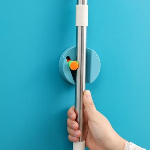 2021 New Bathroom Mop Rack Wall-mounted Adjustable Non-marking Sticker Broom Mop Clip Multi-purpose Hanging Clip Dropshipping