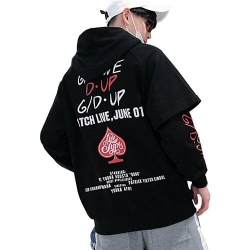 New Autumn Western Stylish Fashion Printed Pullovers Mens Hooded Sweatshirts Hip Hop Casual Layered Hoodies Streetwear