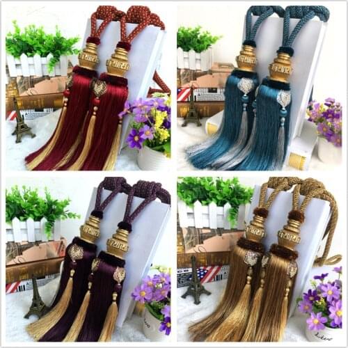 One pair luxury high class curtain tieback hanging ball European tassel decoration rope buckle strap hanging tie tape back N080