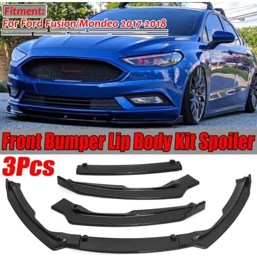 3Piece Carbon Fiber Look/ Black Car Front Bumper Splitter Lip Body Kit Spoiler Diffuser For Ford For Fusion For Mondeo 2017 2018