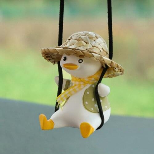 Swing Duck In The Car Hanging Ornaments For Car Rearview Mirror Pendant Cute Anime Swing Duck Car Decoration Auto Accessories