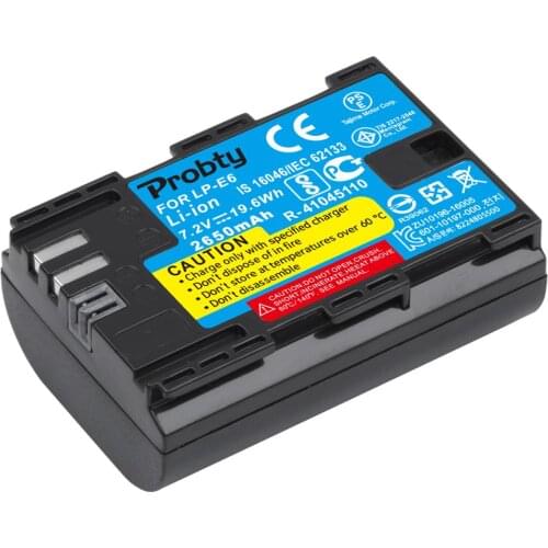 Probty 1pcs LP-E6 LP E6 LPE6 Rechargeable Li-ion Camera Battery For Canon 5D 5D2 5DS 7D 36D 60D 60Da 7D 7D2 70D DSLR Cameras