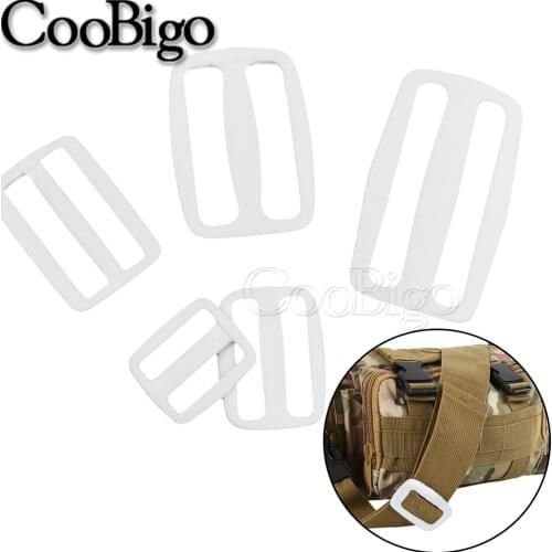 Adjust Tri-ring Buckles Slider Tri Glide Backpack Straps Webbing Plastic White Curve Dog Collar DIY Accessories Seat Belt 5pcs
