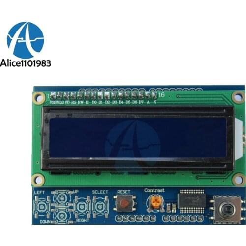 Brightness Adjustable 1602LCD 1602 LCD Shiled IIC I2C MCP23017 5 Keypad 16x2 Character LCD Display Module For Arduino UNO