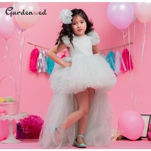 Gardenwed White Flower Girl Dress Tulle Puffy Princess Dress Cute Baby Party Dress Child Dress Little Girl Dress First Communion