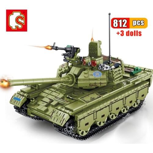 SEMBO 812Pcs Military Type 59 Medium Main Battle Tank Building Blocks Army Combat Weapons Soldier Action Figures Brick Toys Gift