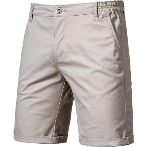 2021 New Summer 100% Cotton Solid Shorts Men High Quality Casual Business Social Elastic Waist Men Shorts 10 Colors Beach Shorts
