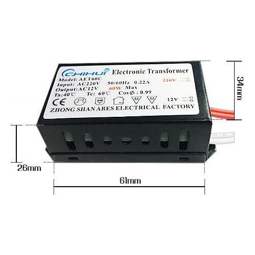 Lighting Transformers AC 220V to 12V 60W Electronic Transformer Driver for G4 Halogen Lamp Bulb 3 year warranty