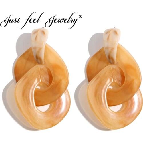 JUST FEEL Colorful Acrylic Dangle Earrings For Women Fashion Resin 2018 Simple Geometric Circle Korean Long Drop Earring Jewelry