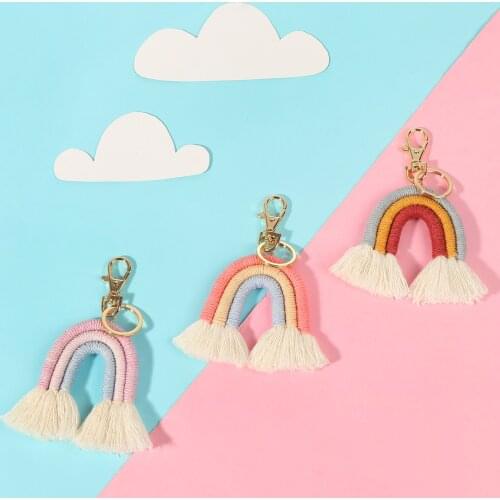 1/3PCS Boho Rainbow Tassel Keychain Diffuser Car Keyring Holder Keychain Bag Wallet Purse Hanger Decor Art Key Chain Accessories