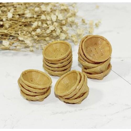 1Pc Mini 1:12 Cute Dollhouse Rattan Plastic Frame Hand-woven Vegetable Food Storage Basket Dolls Miniature Decoration