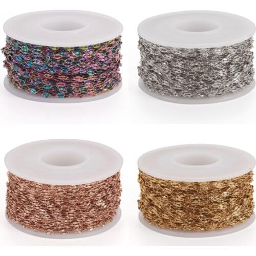 10m/roll Vacuum Plating Stainless Steel Textured Cable Chains Multi-color Soldered Jewelry Chains For Necklace Bracelet Making