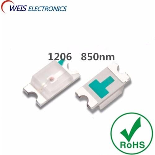 200PCS 1206 3216 3.2*1.6mm 850nm SMD infrared lamp IR LED 1.3-1.5V 18-20mW remote controls Light beads wholesaleFree shipping