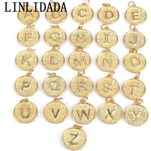 26Pcs Hot Selling 26 Letters Initial Necklaces Gold Plated Coin Letter Alphabet Pendant Jewelry For Women Men