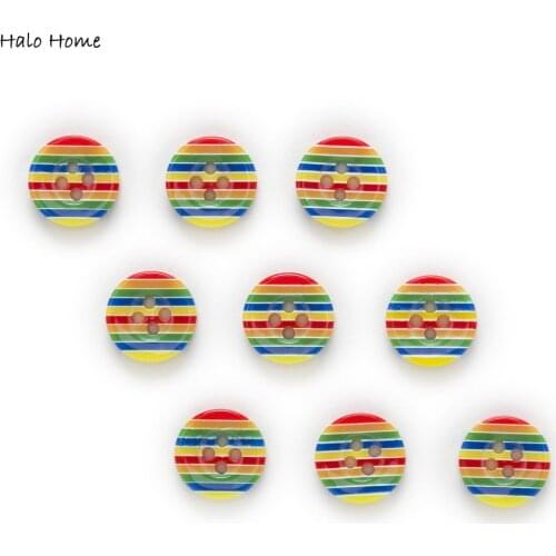 30pcs 4 Holes Rainbow Resin Buttons Sewing Scrapbooking Handwork Clothing Home Gift Decor 13mm
