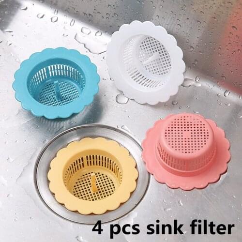4 Pcs Kitchen Accessories Sink Filter Residue Waste Collector Reusable Drains Sink Strainer Anti-Blocking Hair Stopper Colander