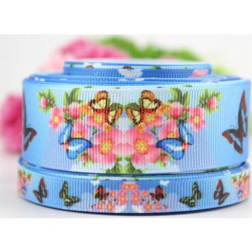 9mm 25mm Printed Cute Cartoon butterfly grosgrain ribbon 10/25/50 yards DIY gift wrap sewing wedding decor ribbons