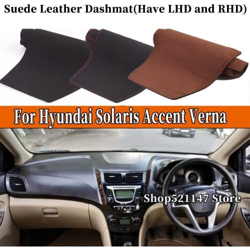 Accessories Car-styling Suede Leather Dashmat Dashboard Cover Dash Mat For Hyundai Solaris Accent Verna I25 RB/RC 2011 - 2017
