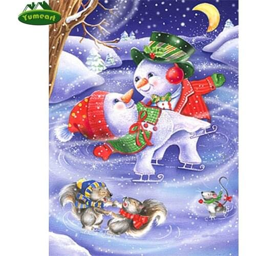 Ice-skate Love Snowmen Diamond Embroidery 5d Diy Diamond Painting Cartoon Diamond Mosaic,Christmas Gift,diamond Art,wall Picture